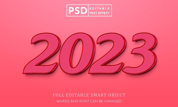 PSD 2023 modello premium psd effetto stile testo 3d per il nuovo anno