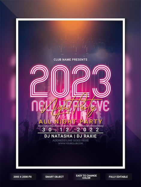 PSD 2023 new year eve party flyer