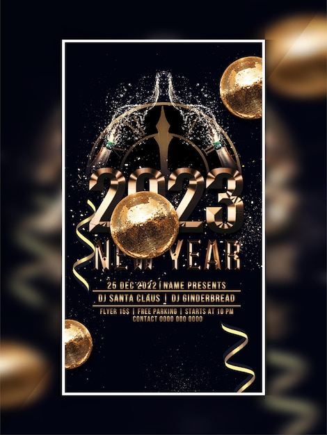 PSD 2023 new year party instagram web banner template