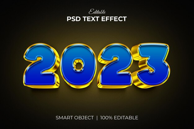 PSD 2023 nowy rok 3d edytowalna makieta efektów tekstowych premium psd