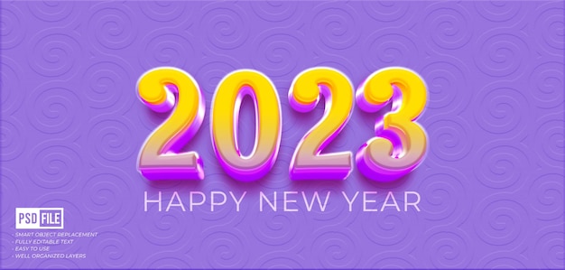 2023 Nowy Rok Z Błyszczącym Efektem Edytowalnym Numerem Stylu 3d