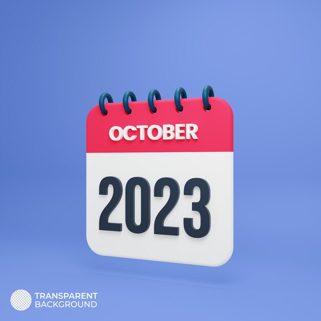 Календарь на октябрь 2023 – 3d-иллюстрация