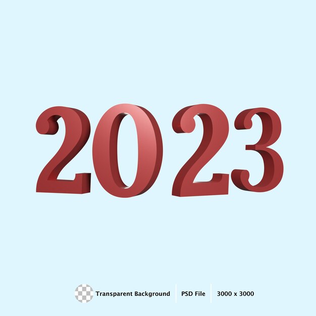 PSD illustrazione 3d rossa del 2023