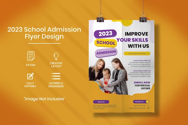 2023 school admission education flyer template design