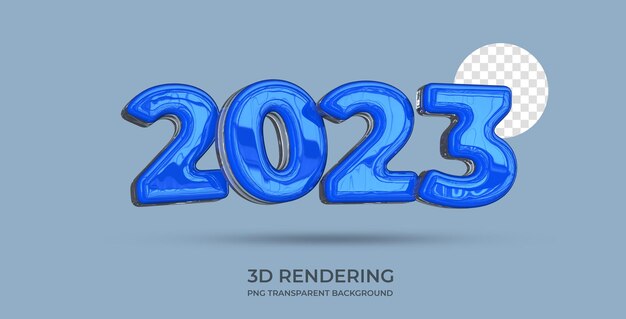 2023 Text Style 3d rendering transparent background