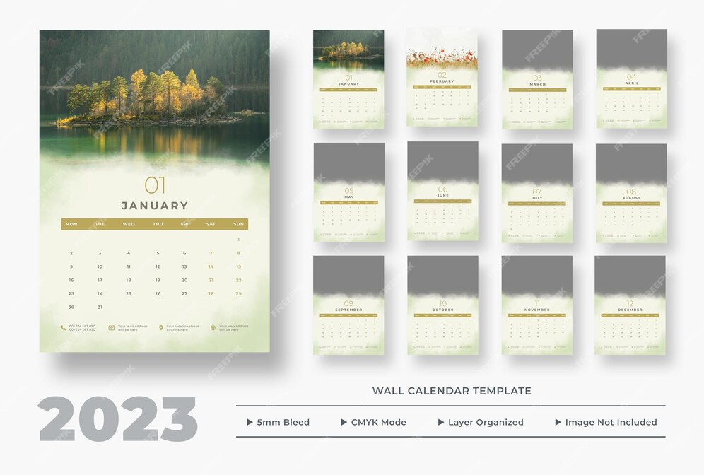 Premium PSD | 2023 wall calendar template design