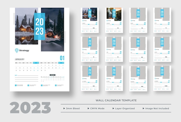 2023 wall calendar template design