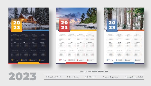 PSD 2023 wall calendar template design