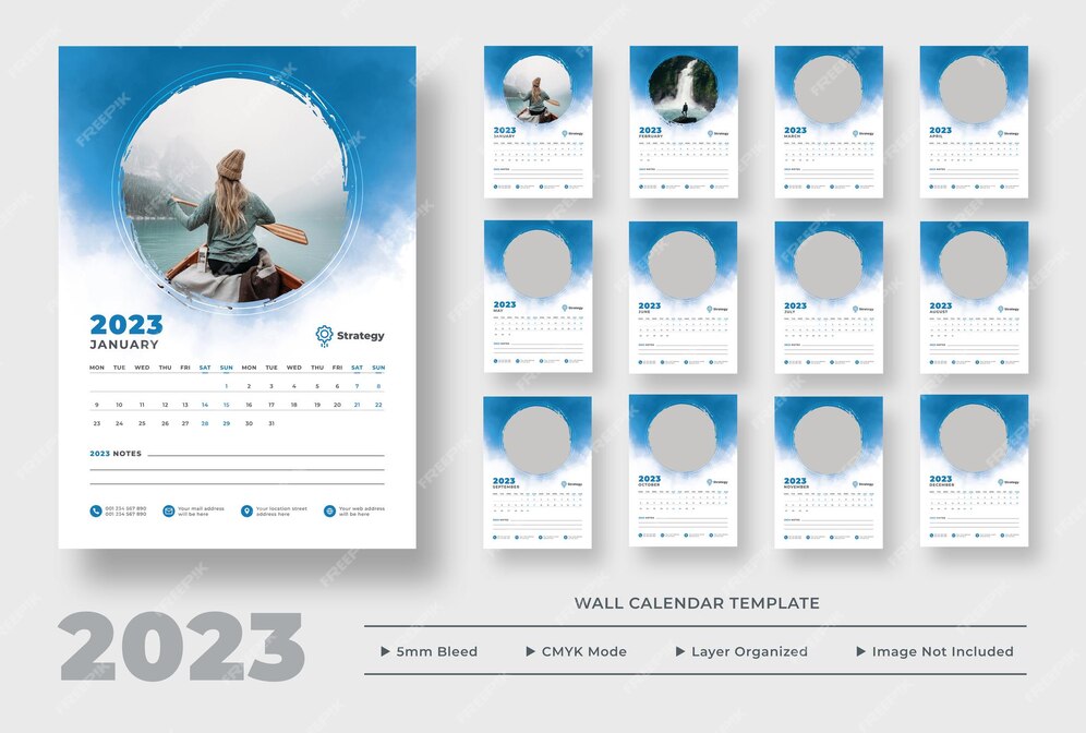 Premium PSD | 2023 wall calendar template design