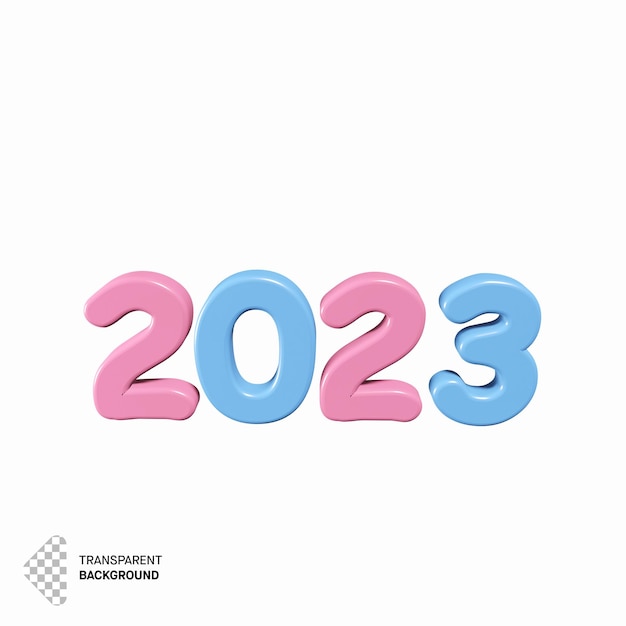 PSD 2023 anni con colori tenui nel design del rendering 3d.