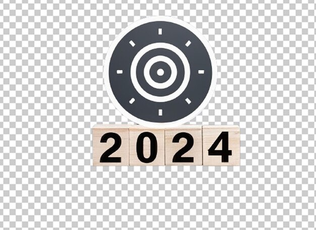 2024년 새해 준비를 위한 목조 블록 큐브