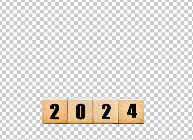 2024 0n wooden block cube for preparation of new year