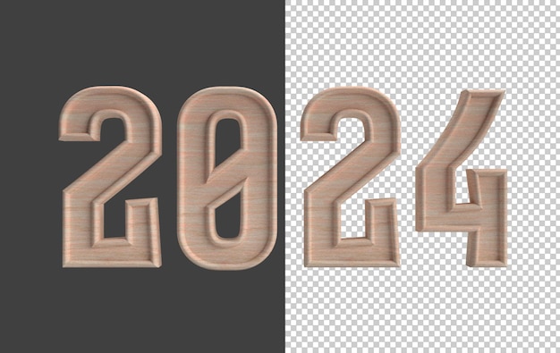 2024 3d rendering transparent background happy new year
