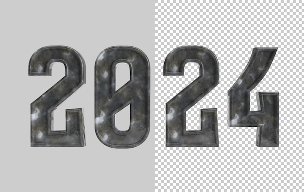 2024 3d rendering transparent background happy new year