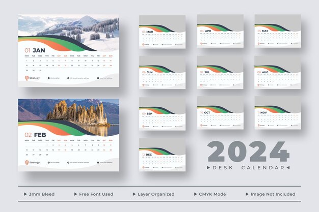 PSD 2024 bureaukalender sjabloon bureaukalender planner