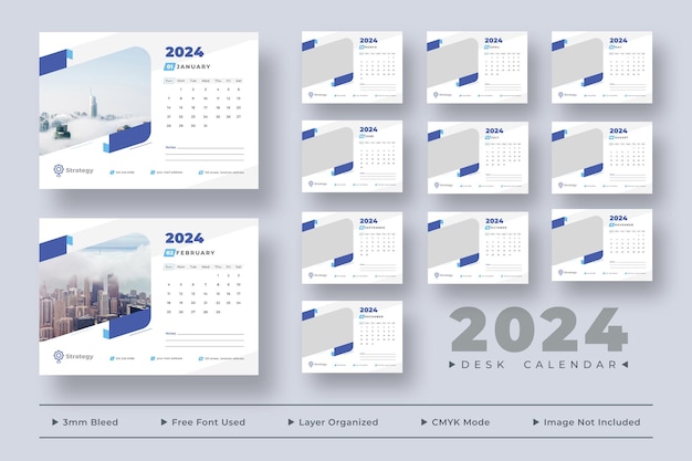 2024 Bureaukalender sjabloonontwerp