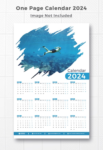 Modello di design del calendario 2024 per un buon anno nuovo