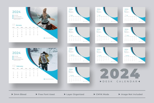 PSD 2024 desk calendar template desk calendar planner