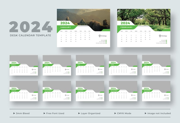 PSD 2024 desk calendar template desk calendar planner