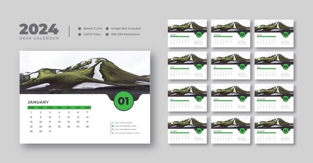 PSD 2024 desk calendar template desk calendar planner