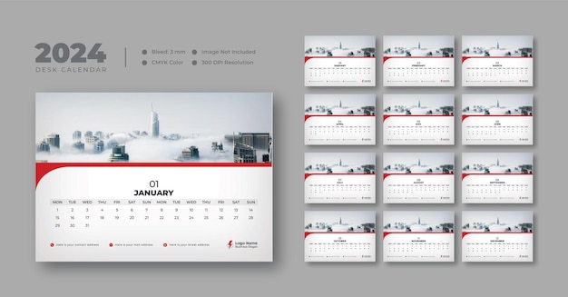 PSD 2024 desk calendar template desk calendar planner