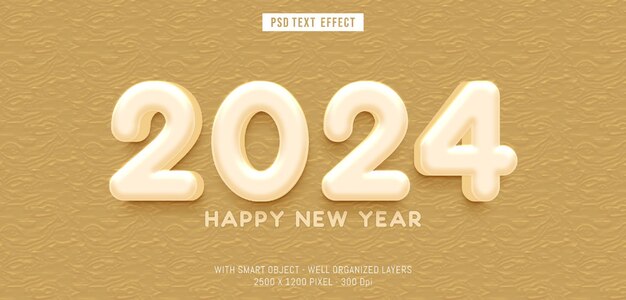 2024 editable text effect 3d style with a soft cream color