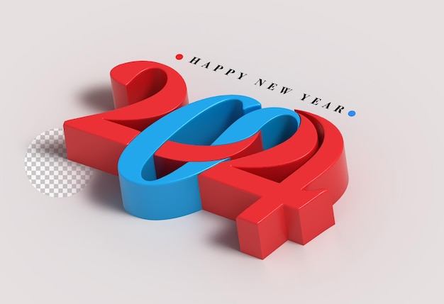 PSD 2024 gelukkig nieuwjaar lettering typografische transparante psd