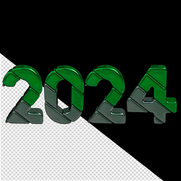 2024 green new year 3d