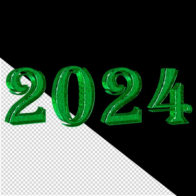PSD 2024 녹색 새해 3d