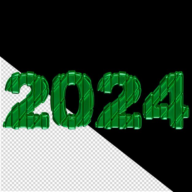 PSD 2024 녹색 새해 3d