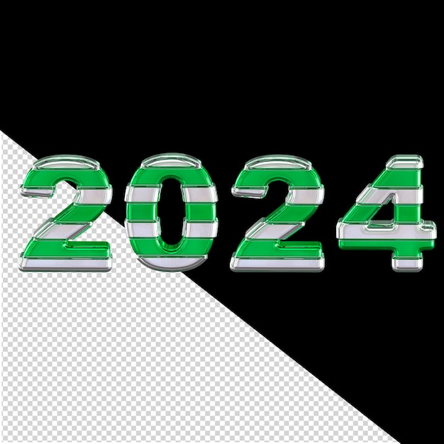 PSD 2024 녹색 새해 3d