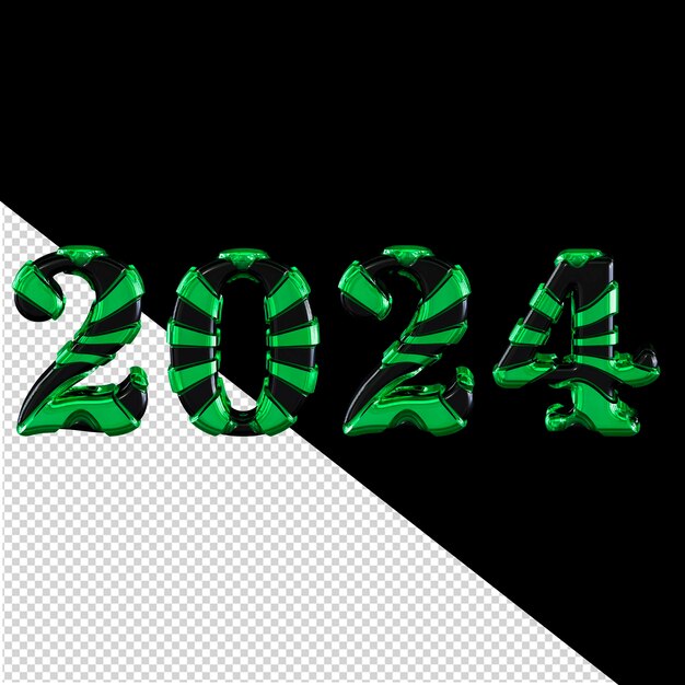 Premium PSD 2024 green new year 3d
