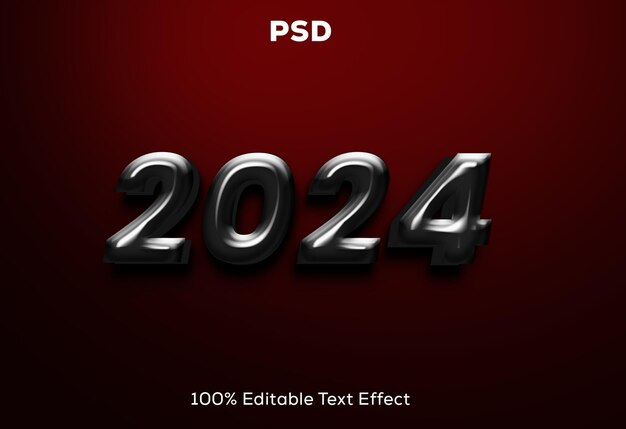 PSD 2024 happy new year 3d editable text effect