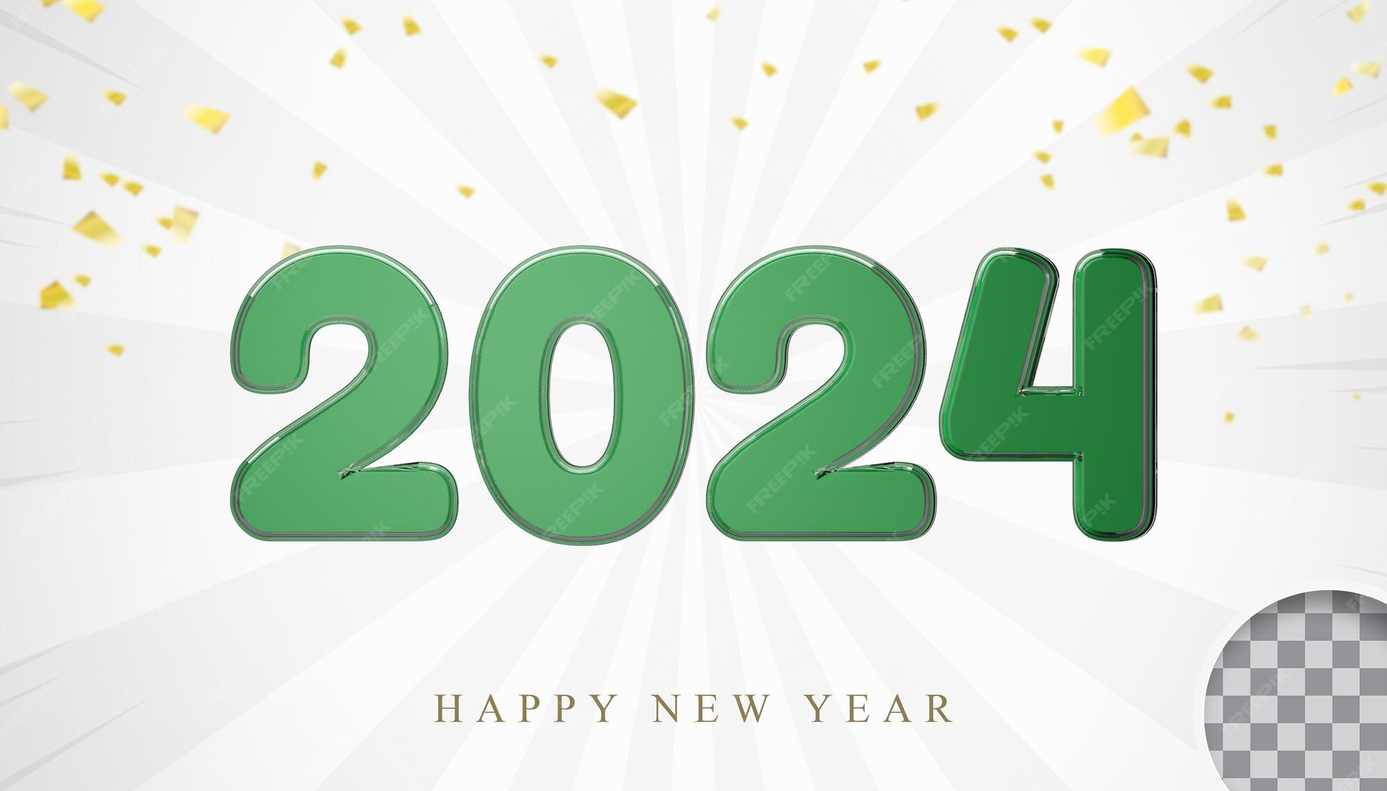 Premium PSD 2024 happy new year 3d render