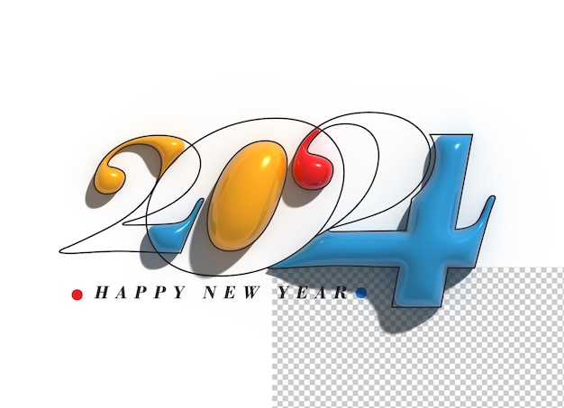 PSD 2024 buon anno lettering typographical transparent psd