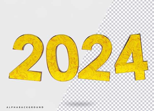 PSD 2024 lussuoso modello dorato e png di alta qualità con file psd