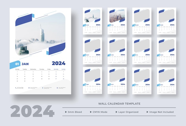 2024 muurkalender sjabloon muurkalender planner