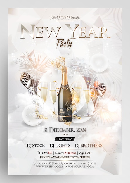 PSD 2024 new year eve luxury white glamour party event