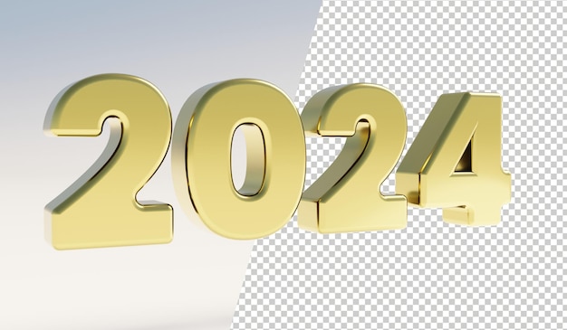2024 New Year Gold 3D Rendered