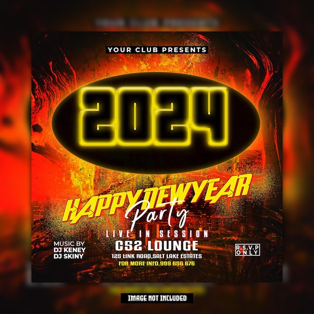 PSD 2024 new year party flyer