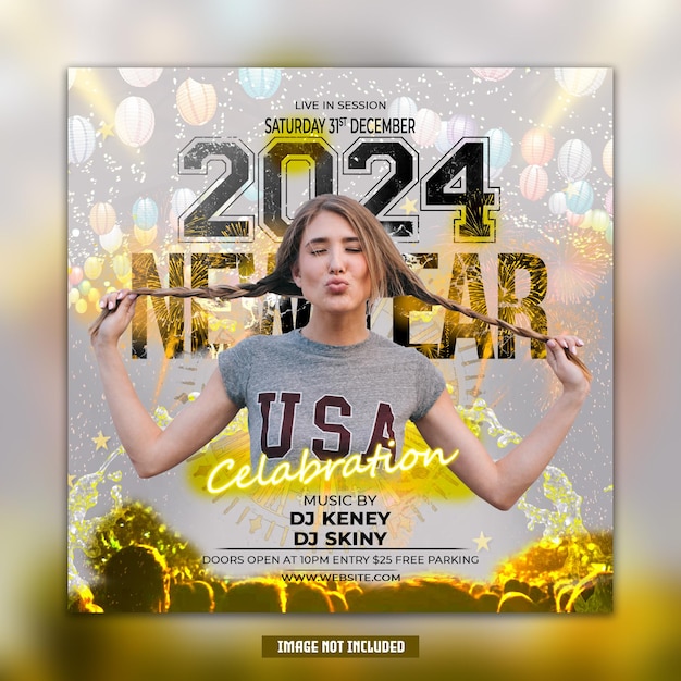 Premium PSD 2024 new year party flyer