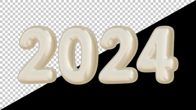 PSD 2024 number in 3d rendering for new year and calendar concept