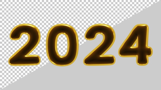 새해와 달력 개념을 위한 3d 렌더링으로 2024 숫자