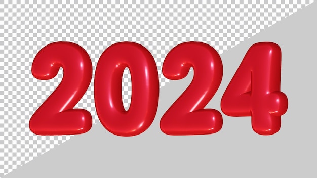 새해와 달력 개념을 위한 3d 렌더링으로 2024 숫자