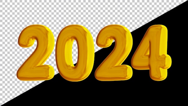 2024 nummer in 3d rendering voor nieuw jaar en kalender concept