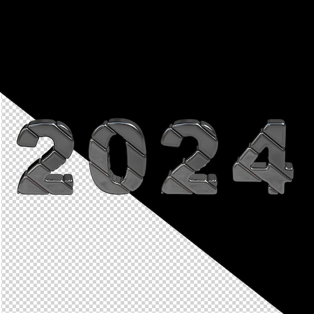 Premium PSD 2024 silver new year 3d