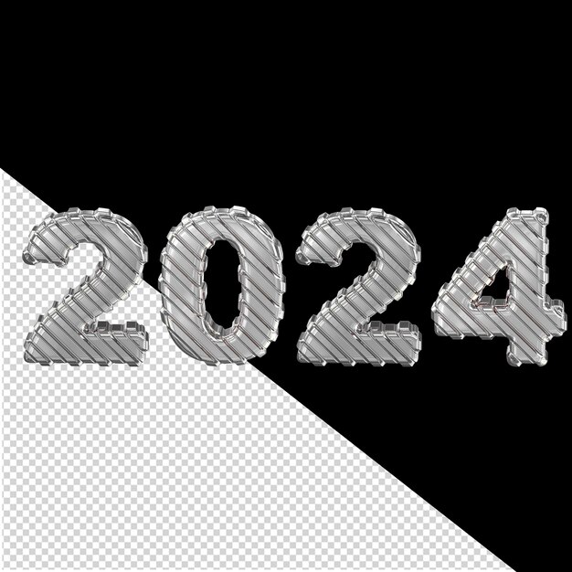 PSD 2024 серебряный новый год 3d