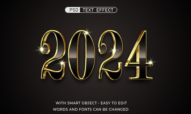 PSD 2024 text effect 3d style