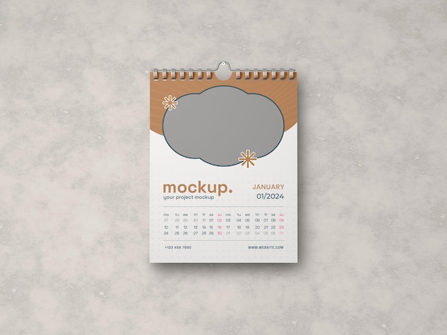 PSD 2024 wall calendar mockup