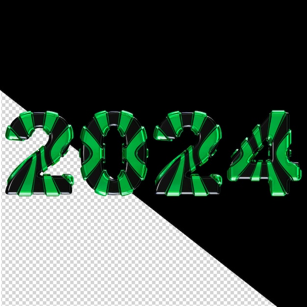 PSD 2024 zielony nowy rok 3d